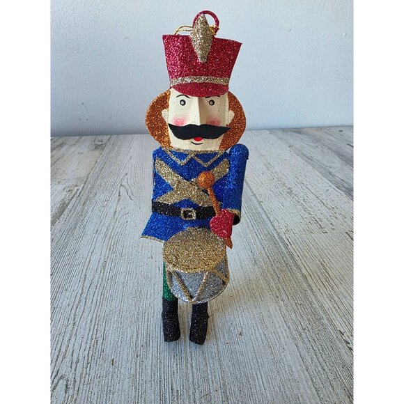 Glitter nutcracker ornament soldier AS IS Xmas tree soldier - Picture 1 of 8